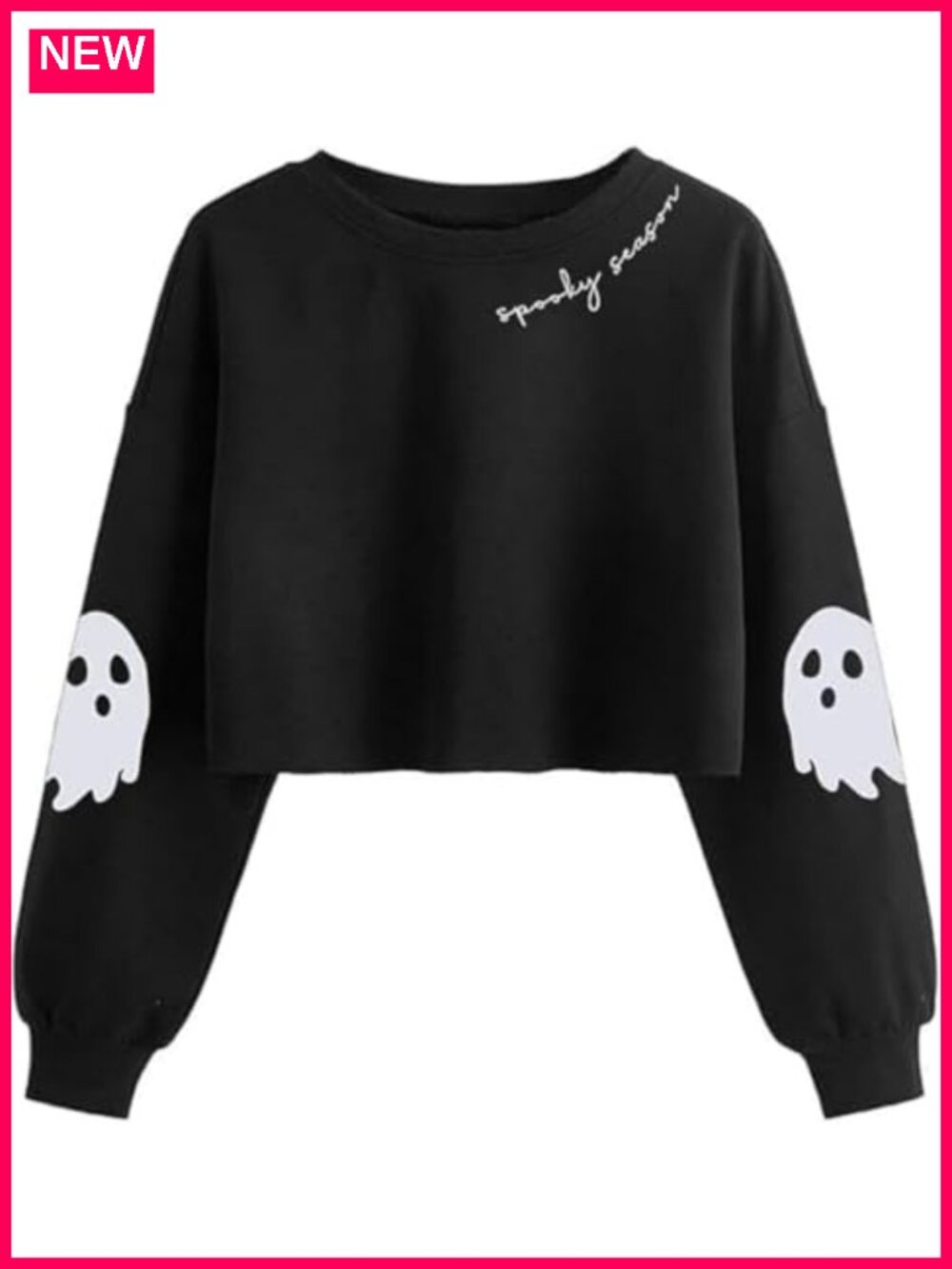 Crop Sweatshirt Lantern Sleeve Ghost Graphic Pullover Fall Halloween
